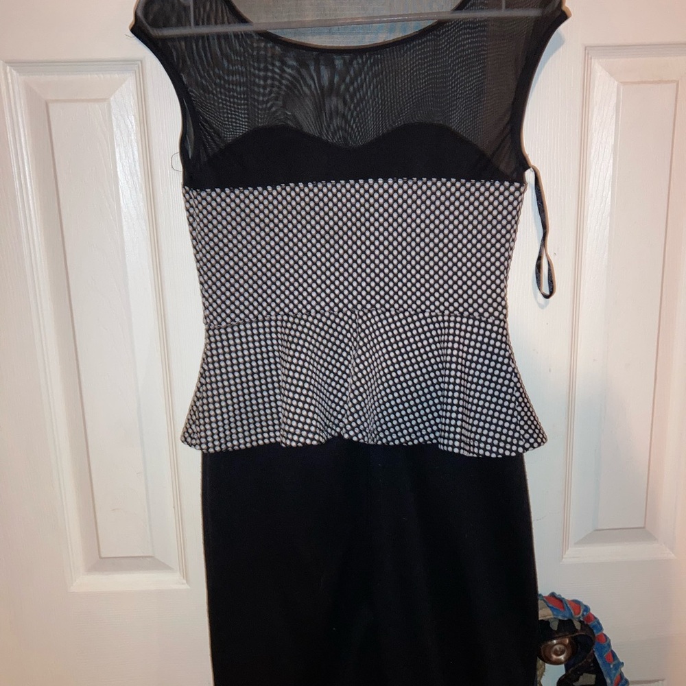 Chic Black and White Peplum Dress